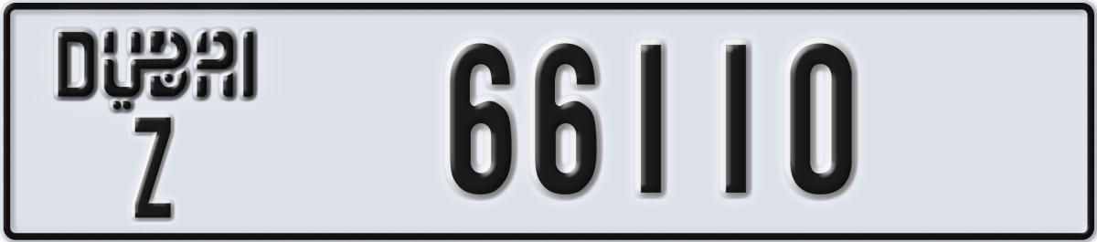 dubai License Plate Number 66110 Code Z