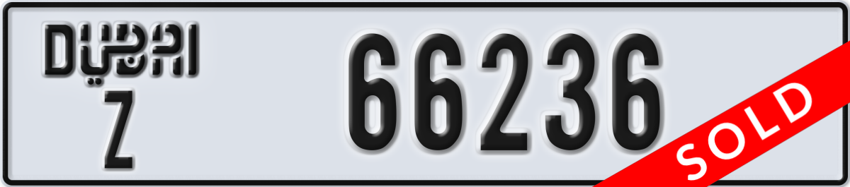 dubai License Plate Number 66236 Code Z