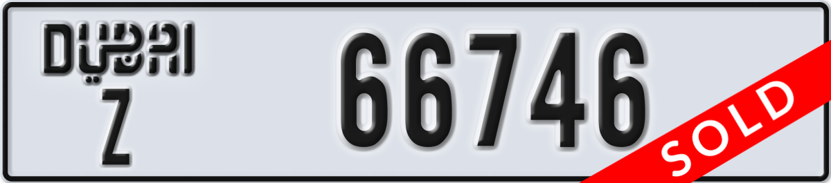 dubai License Plate Number 66746 Code Z