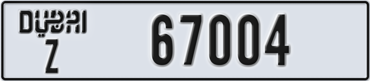 dubai License Plate Number 67004 Code Z