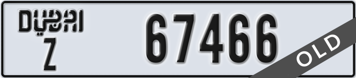 dubai License Plate Number 67466 Code Z