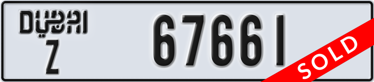 dubai License Plate Number 67661 Code Z