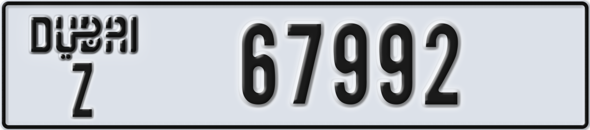 dubai License Plate Number 67992 Code Z