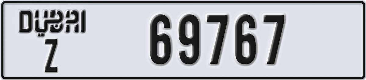 dubai License Plate Number 69767 Code Z