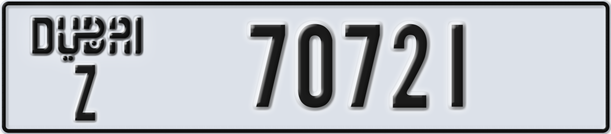 dubai License Plate Number 70721 Code Z