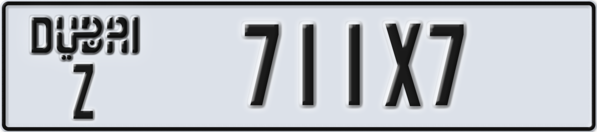 dubai License Plate Number 711X7 Code Z