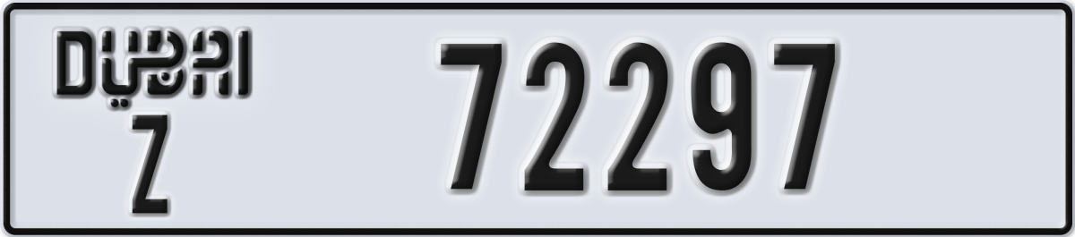 dubai License Plate Number 72297 Code Z