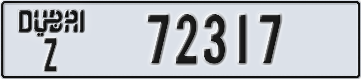 dubai License Plate Number 72317 Code Z