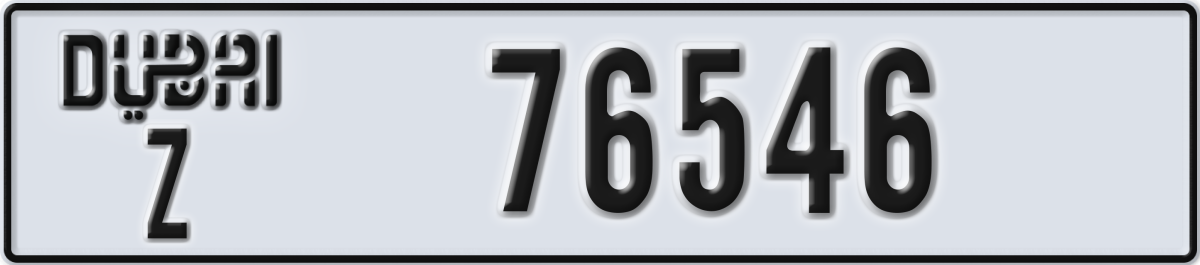 dubai License Plate Number 76546 Code Z
