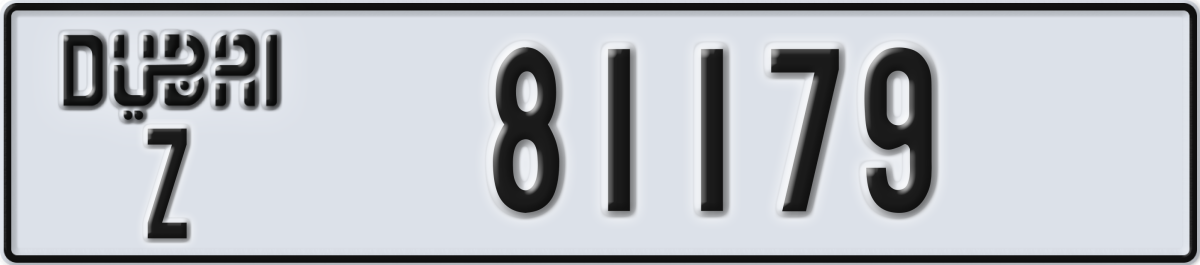 dubai License Plate Number 81179 Code Z