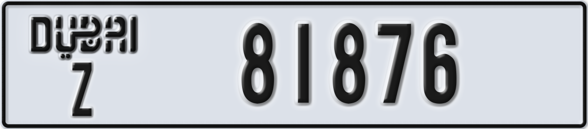 dubai License Plate Number 81876 Code Z
