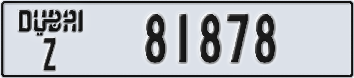 dubai License Plate Number 81878 Code Z