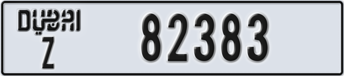 dubai License Plate Number 82383 Code Z