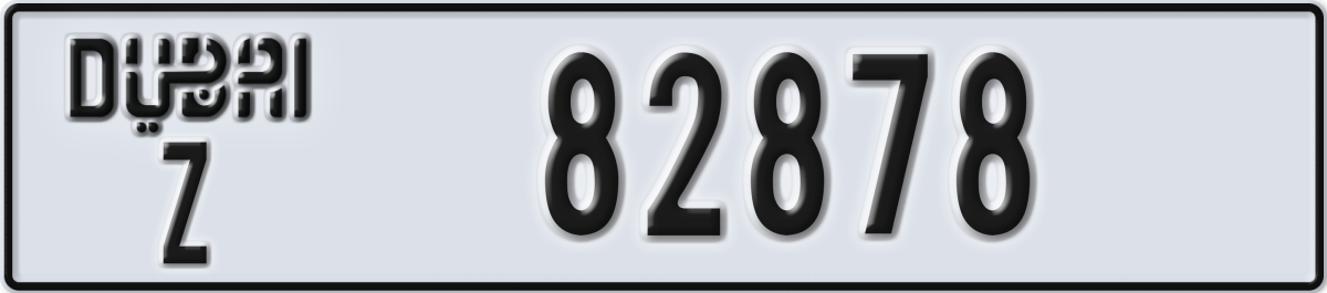 dubai License Plate Number 82878 Code Z