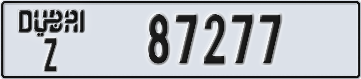 dubai License Plate Number 87277 Code Z