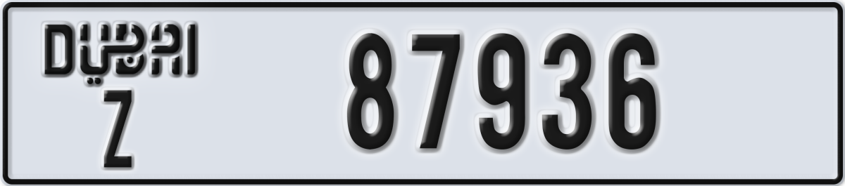 dubai License Plate Number 87936 Code Z