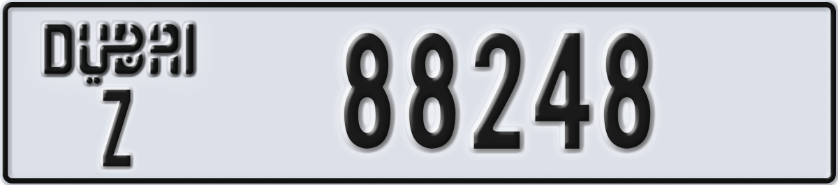 dubai License Plate Number 88248 Code Z