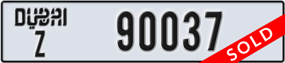 dubai License Plate Number 90037 Code Z