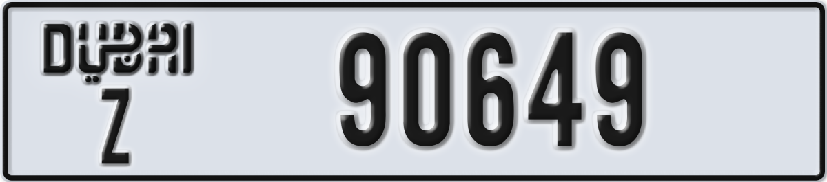 dubai License Plate Number 90649 Code Z