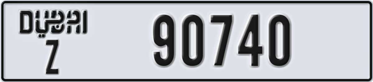 dubai License Plate Number 90740 Code Z