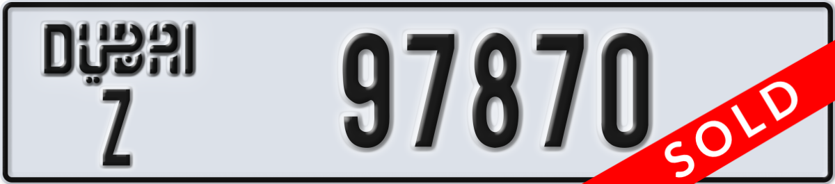 dubai License Plate Number 97870 Code Z