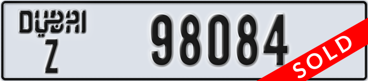 dubai License Plate Number 98084 Code Z