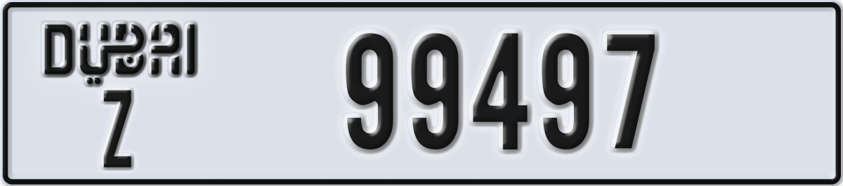 dubai License Plate Number 99497 Code Z