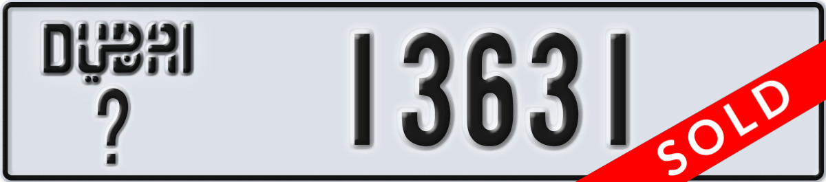 dubai License Plate Number 13631 Code _
