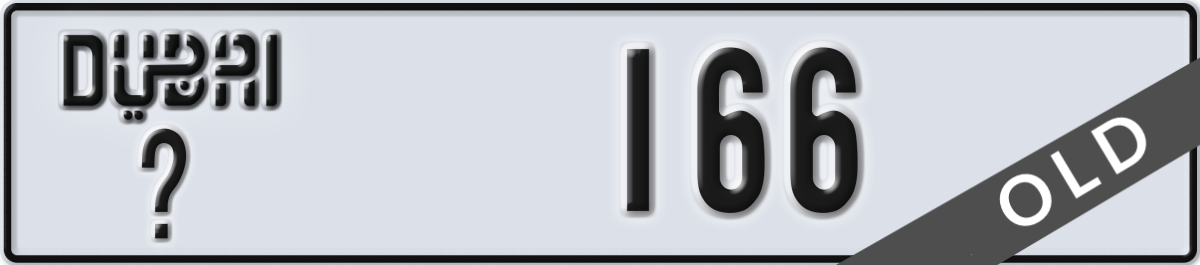 dubai License Plate Number 166 Code _