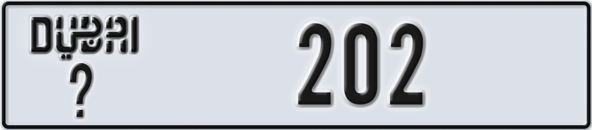 dubai License Plate Number 202 Code _