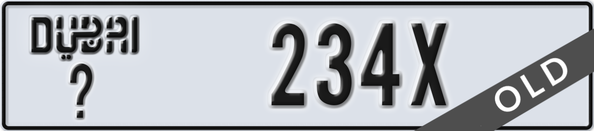 dubai License Plate Number 234X Code _