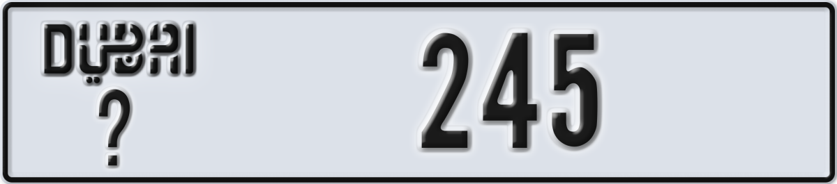 dubai License Plate Number 245 Code _