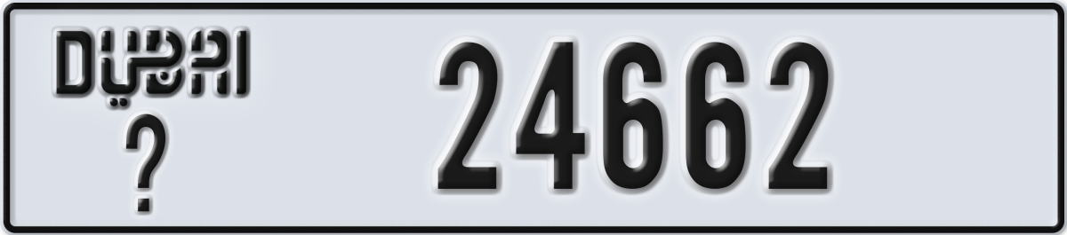 dubai License Plate Number 24662 Code _