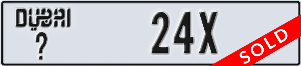 dubai License Plate Number 24X Code _