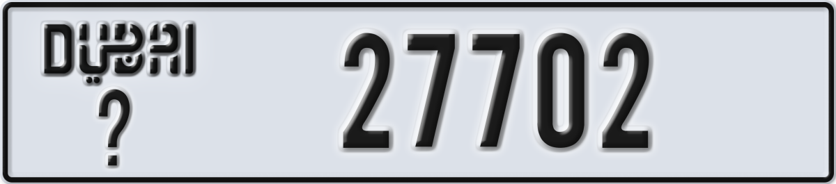 dubai License Plate Number 27702 Code _