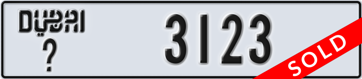 dubai License Plate Number 3123 Code _