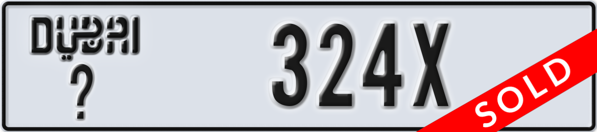 dubai License Plate Number 324X Code _