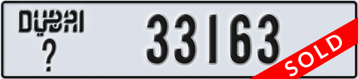 dubai License Plate Number 33163 Code _