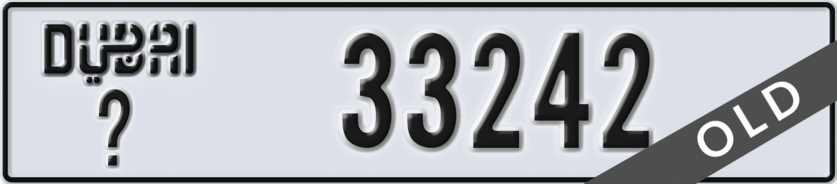 dubai License Plate Number 33242 Code _