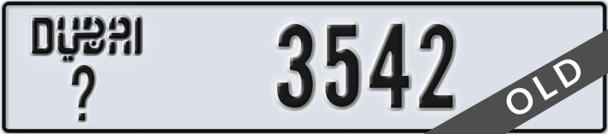 dubai License Plate Number 3542 Code _