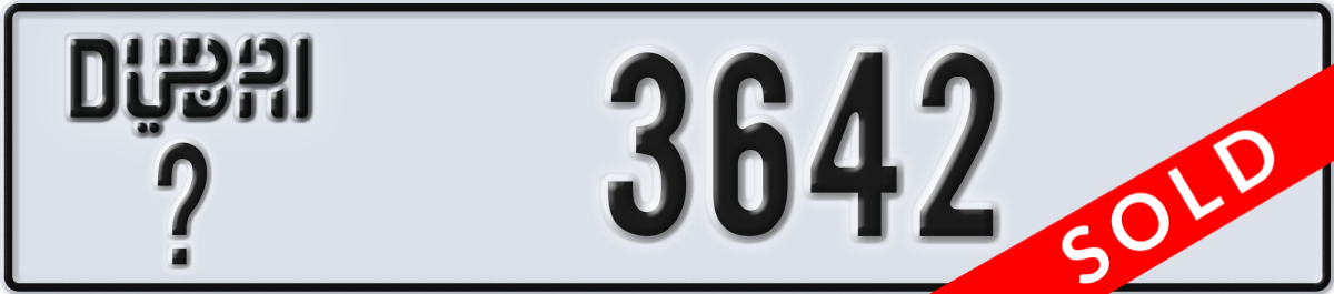 dubai License Plate Number 3642 Code _