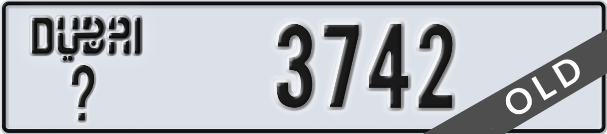 dubai License Plate Number 3742 Code _