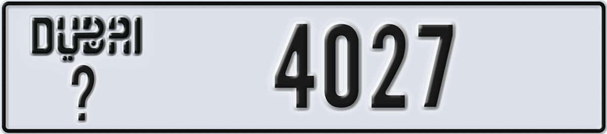 dubai License Plate Number 4027 Code _