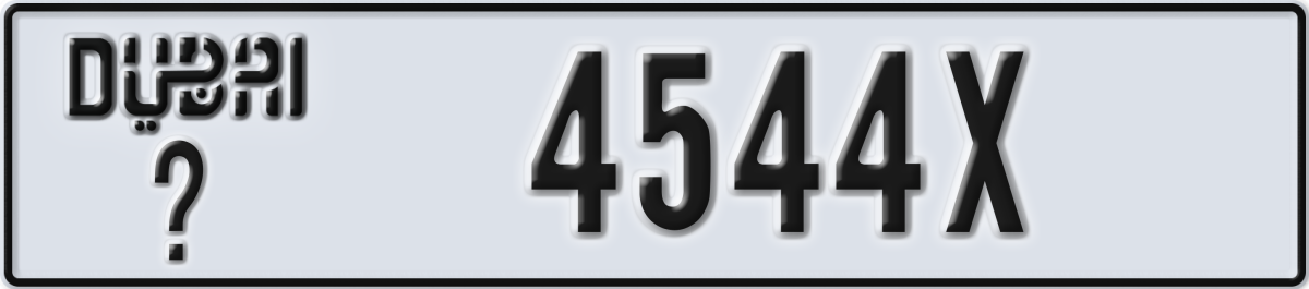 dubai License Plate Number 4544X Code _