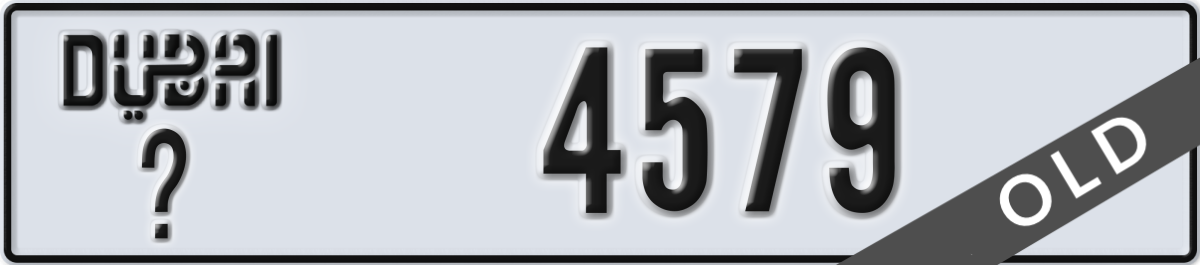 dubai License Plate Number 4579 Code _