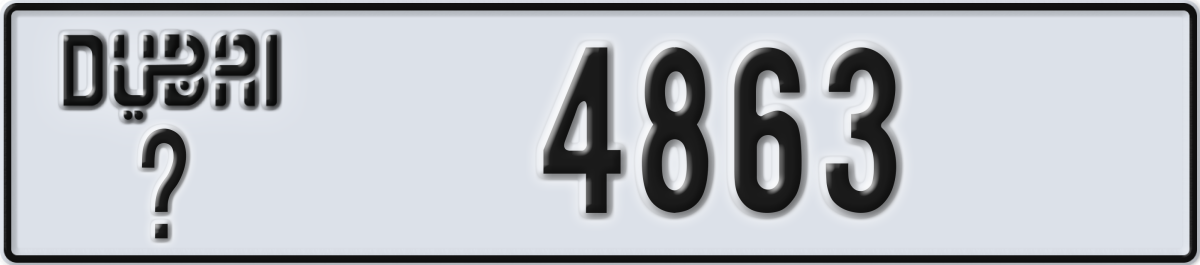 dubai License Plate Number 4863 Code _