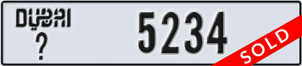 dubai License Plate Number 5234 Code _
