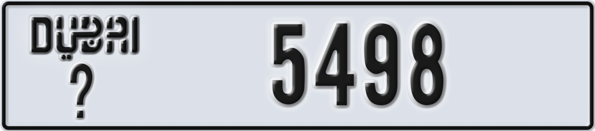 dubai License Plate Number 5498 Code _