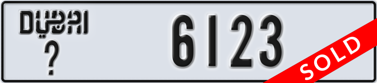 dubai License Plate Number 6123 Code _