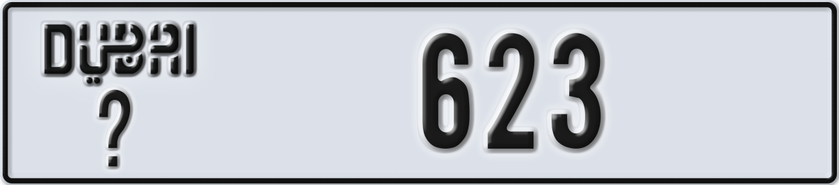 dubai License Plate Number 623 Code _